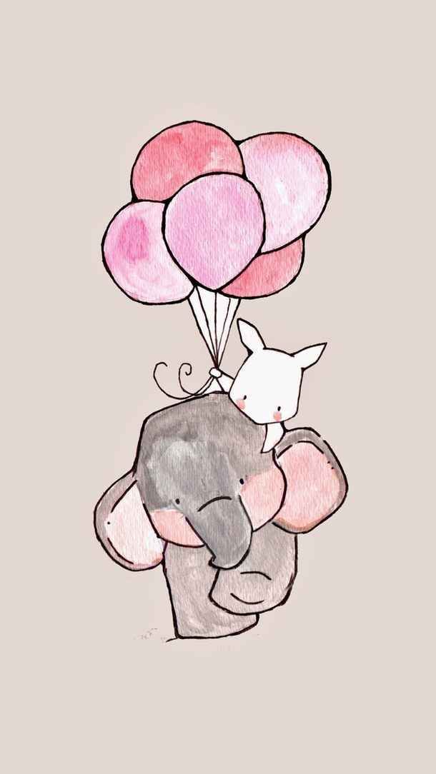 wallpaper tumblr feminino,pink,cartoon,balloon,illustration,hand
