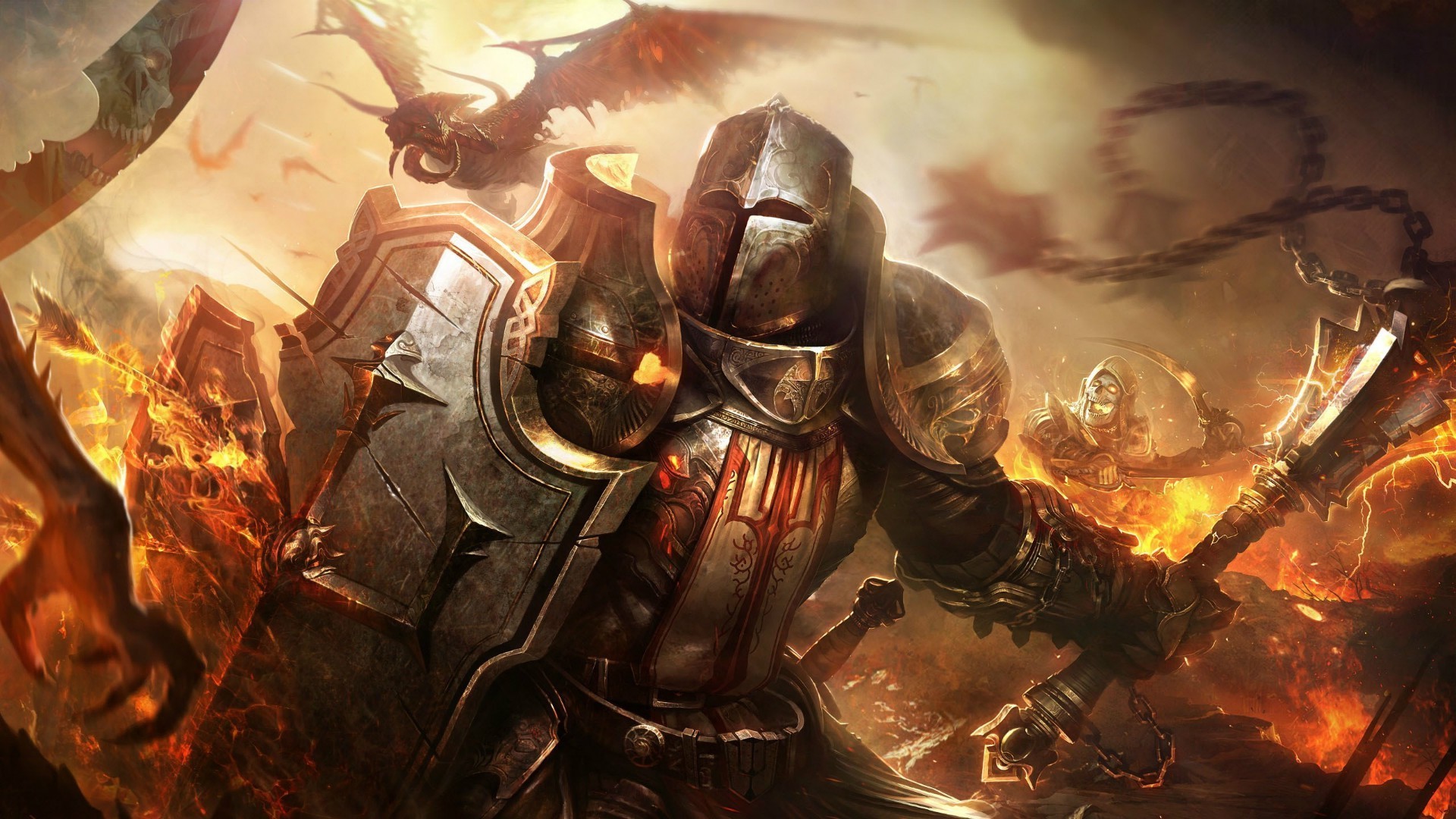 crusader wallpaper,action adventure game,strategy video game,pc game,demon,cg artwork
