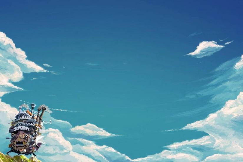 aullidos en movimiento castillo fondo de pantalla,cielo,nube,azul,tiempo de día,atmósfera