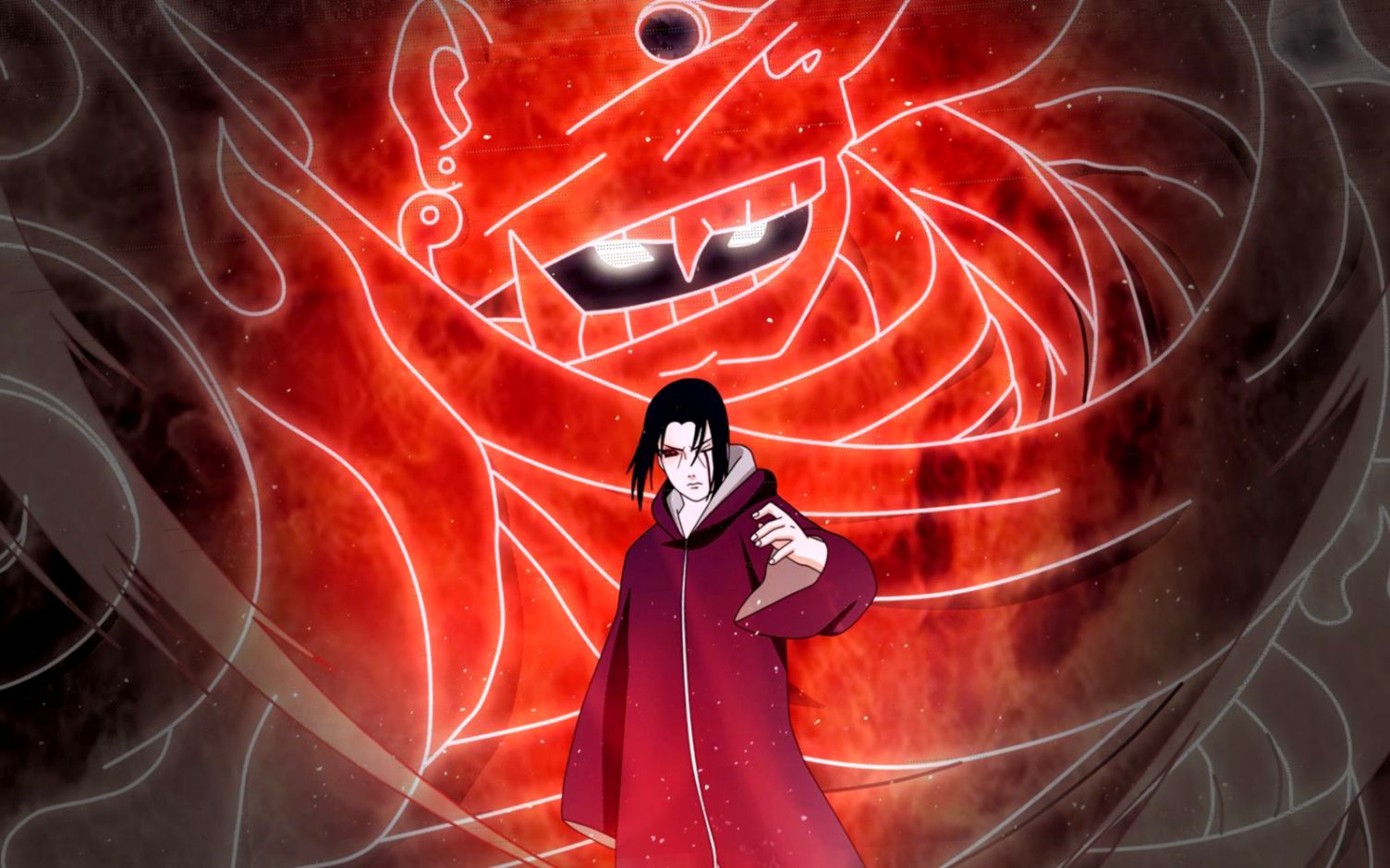 susanoo wallpaper,red,cg artwork,fictional character,anime,graphic design
