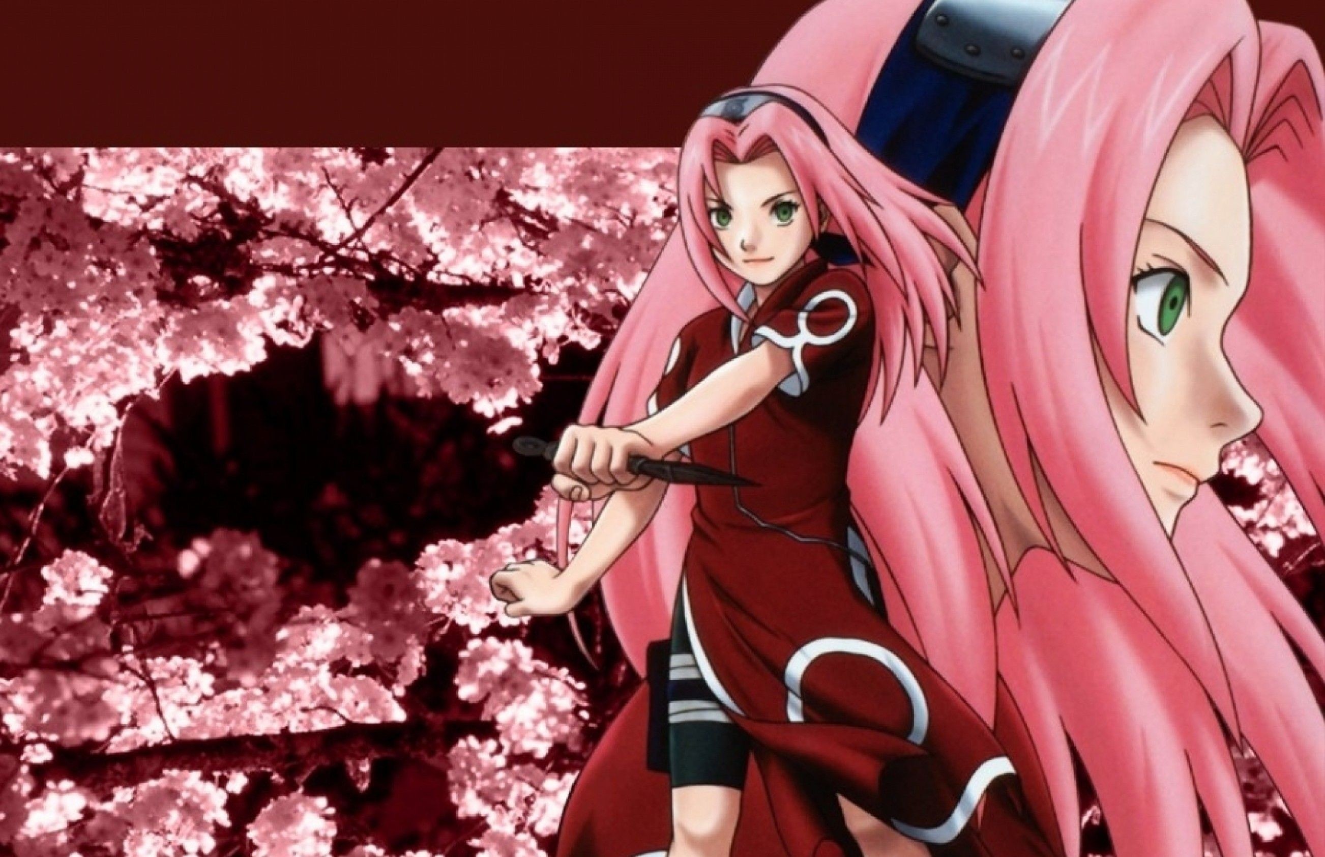 sakura haruno wallpaper,anime,cg artwork,pink,cartoon,long hair