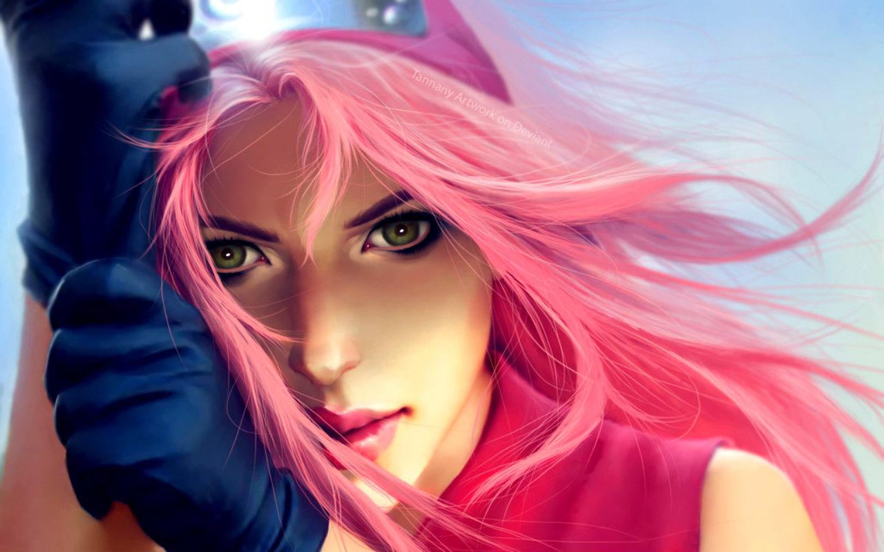sakura haruno fondo de pantalla,cabello,cara,rosado,cg artwork,cabeza