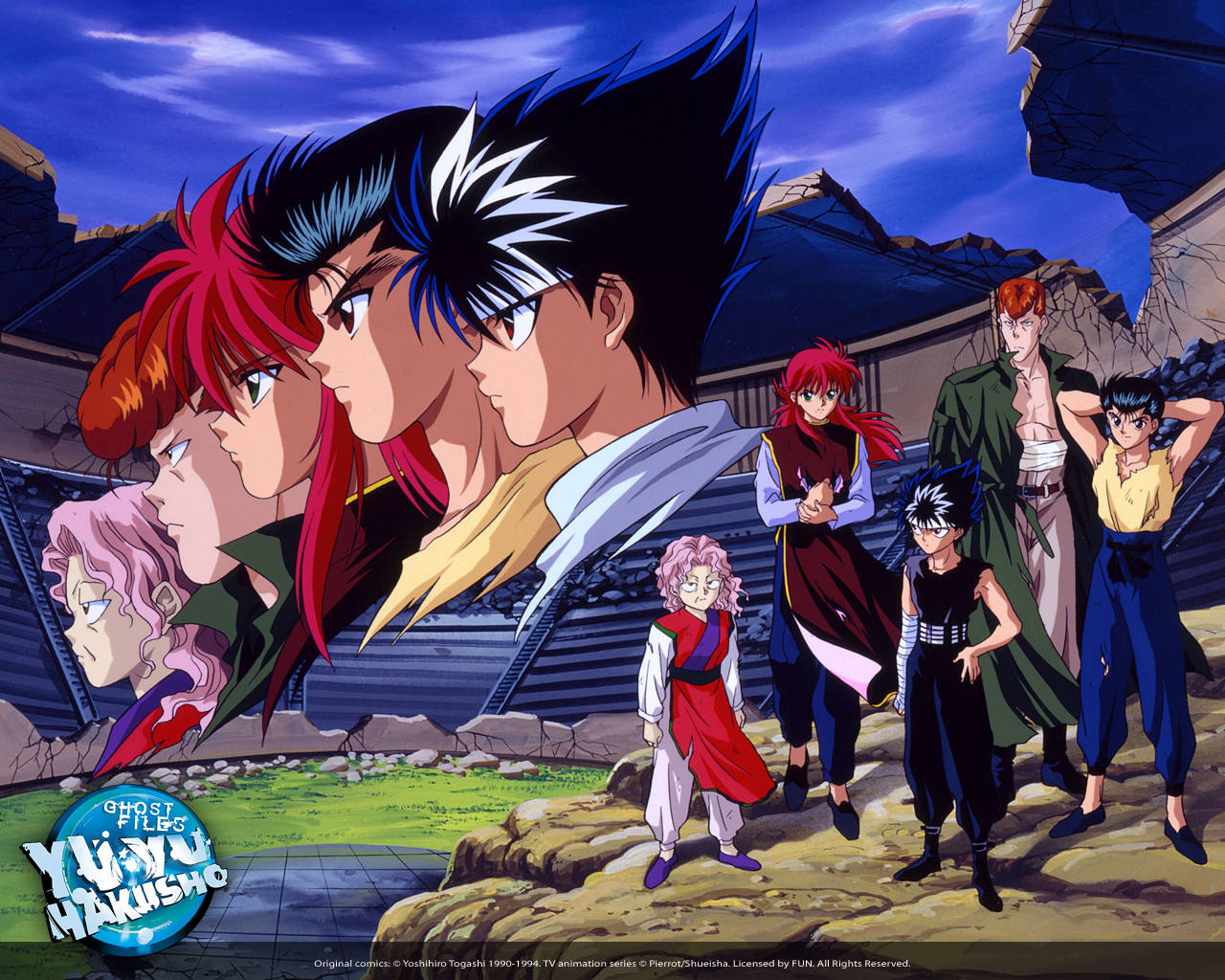 yu yu hakusho tapete,karikatur,anime,animierter cartoon,himmel,spiele