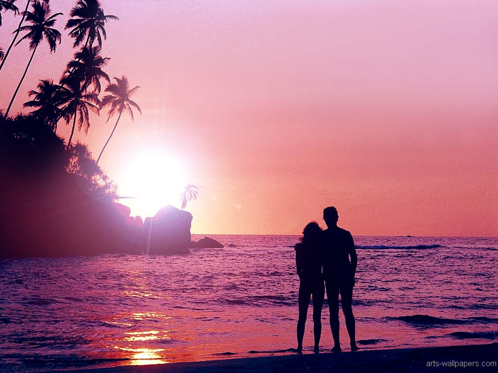 romantic wallpapers of kiss,sky,horizon,sea,sunset,ocean