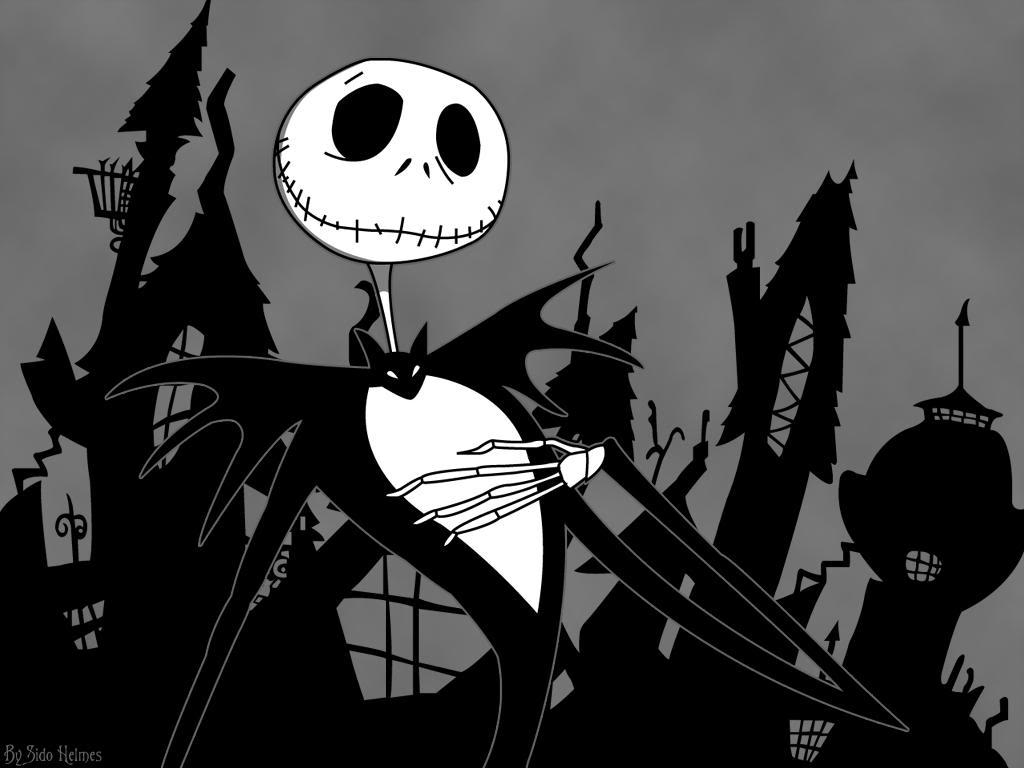 jack skellington wallpaper,cartoon,illustration,animated cartoon,monochrome,fictional character