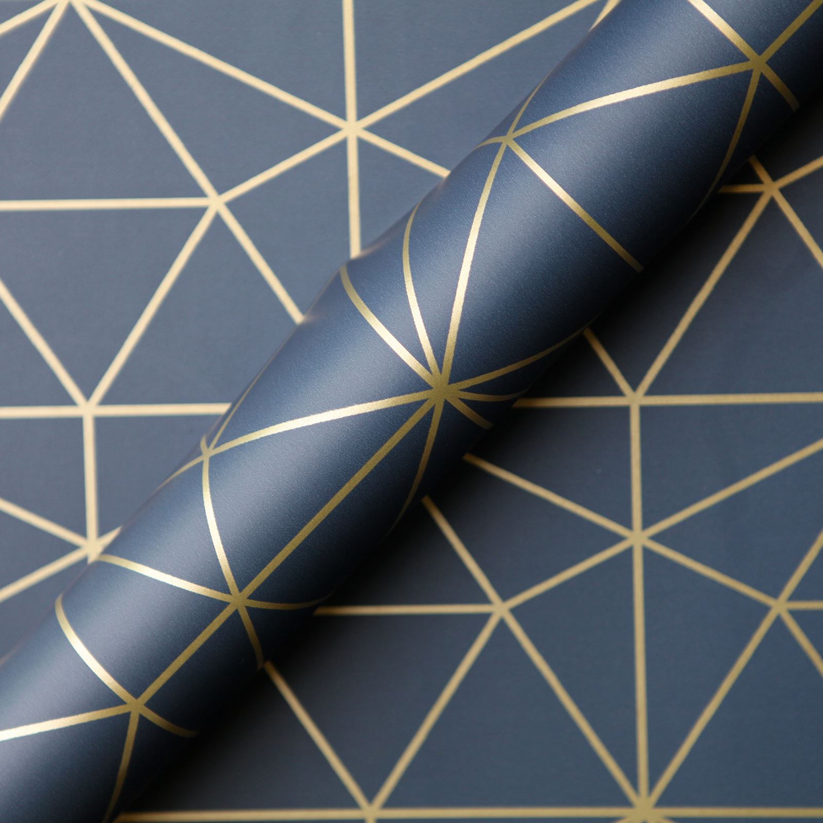Midnight Blue Navy Wallpaper Geometric Metallic Tropical Papier Peint