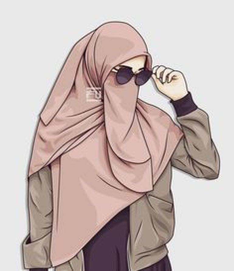 carta da parati kartun muslimah berjilbab,capispalla,rosa,illustrazione,beige,manica