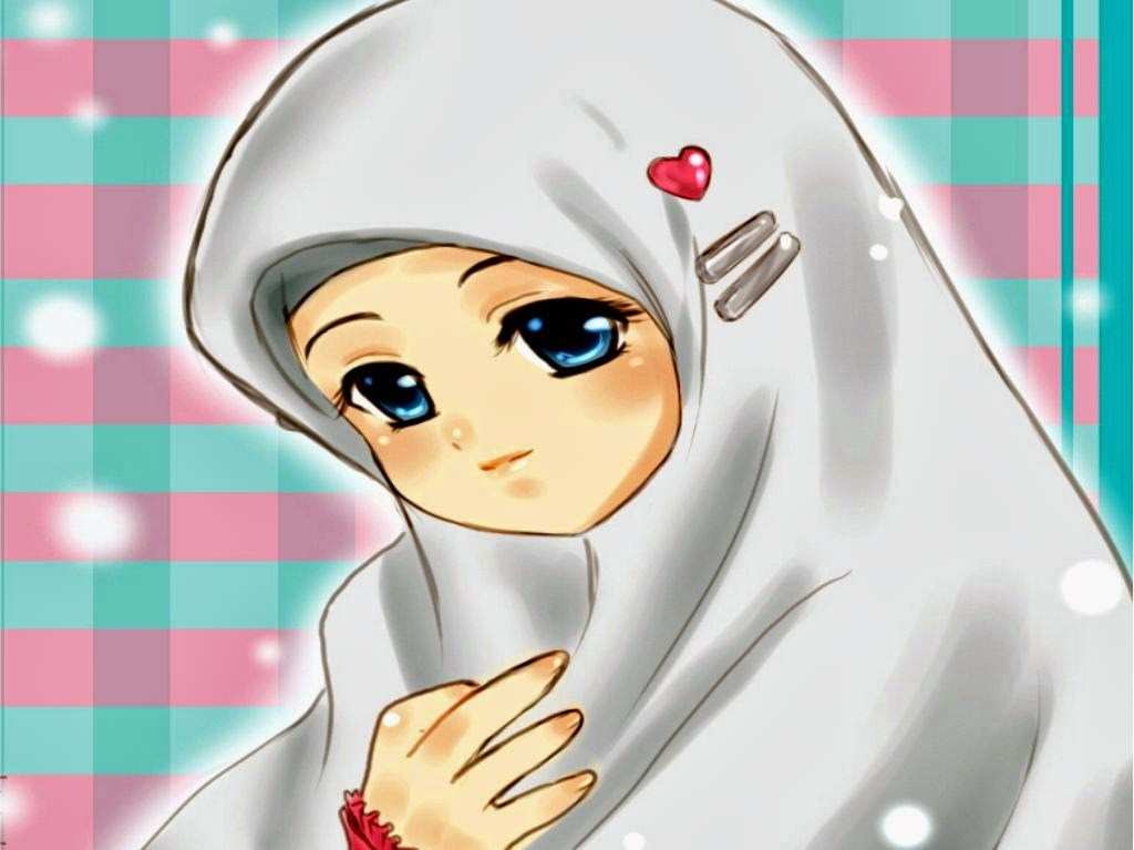 carta da parati kartun muslimah berjilbab,cartone animato,anime,illustrazione,cartone animato,arte