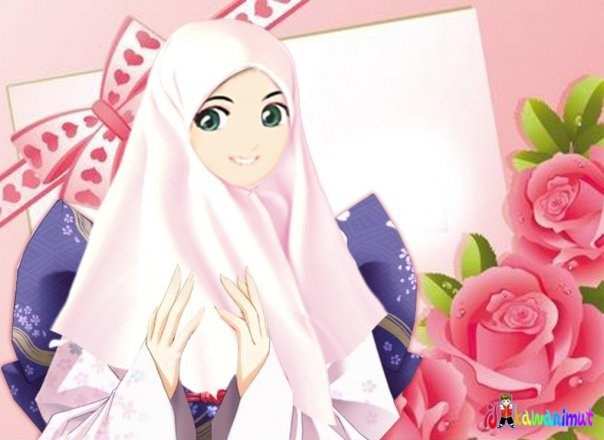 wallpaper kartun muslimah berjilbab,cartoon,pink,anime,long hair,animation