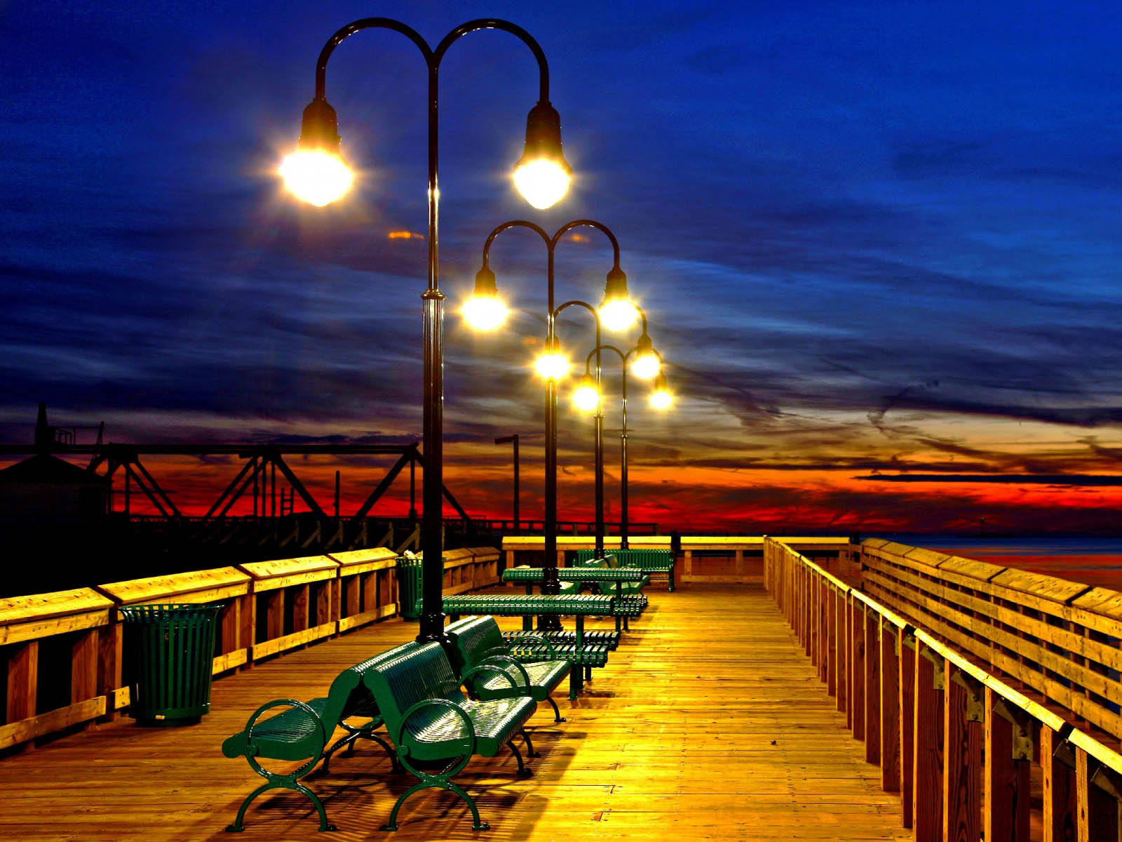 wallpaper romantis,sky,lighting,street light,evening,boardwalk