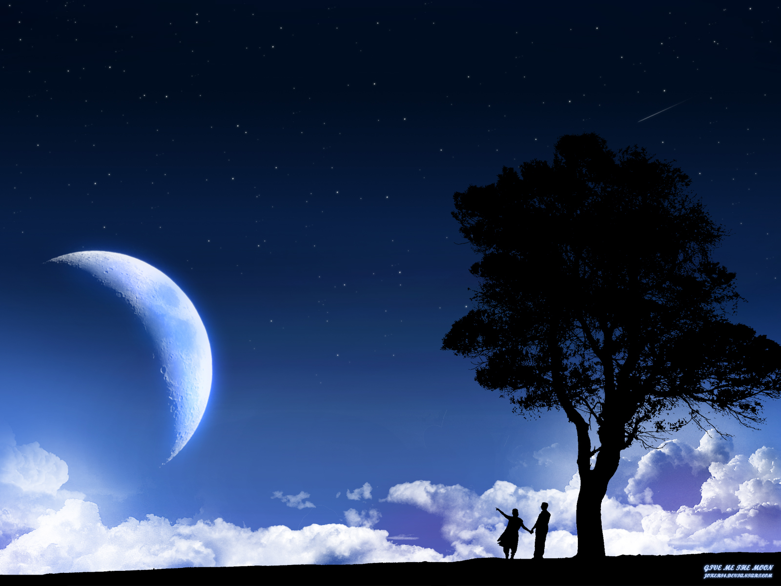 papier peint romantis,ciel,la nature,lune,atmosphère,objet astronomique