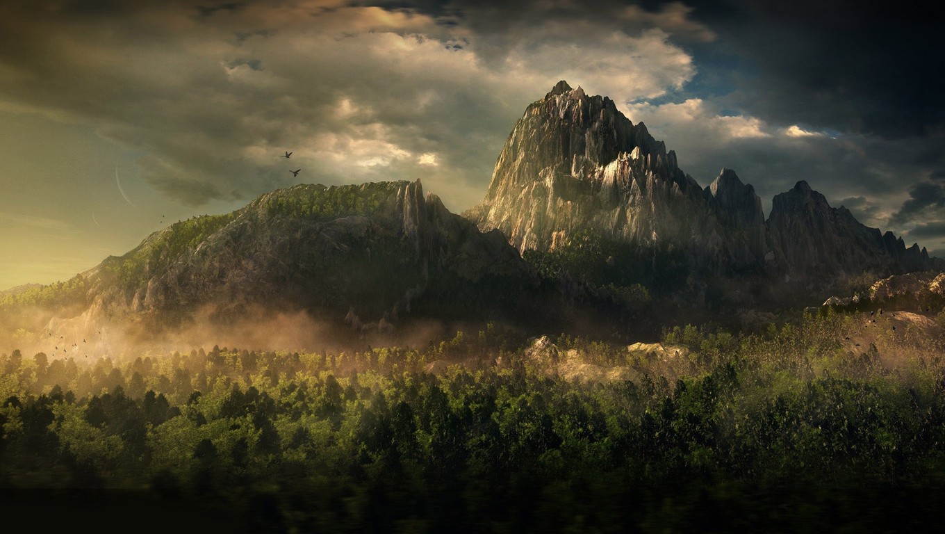 壁紙1360x768,自然,自然の風景,空,山,雲