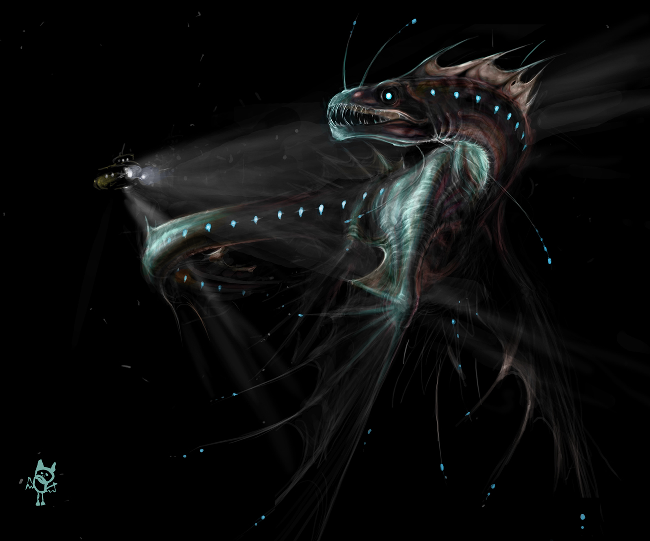 windows 7 dark wallpaper,cg artwork,bioluminescence,deep sea fish,space,darkness