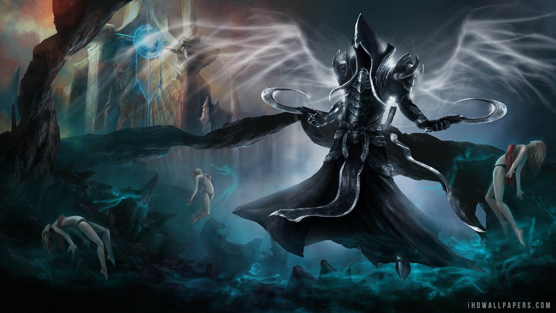 reaper of souls wallpaper,cg artwork,demon,fictional character,mythology,darkness