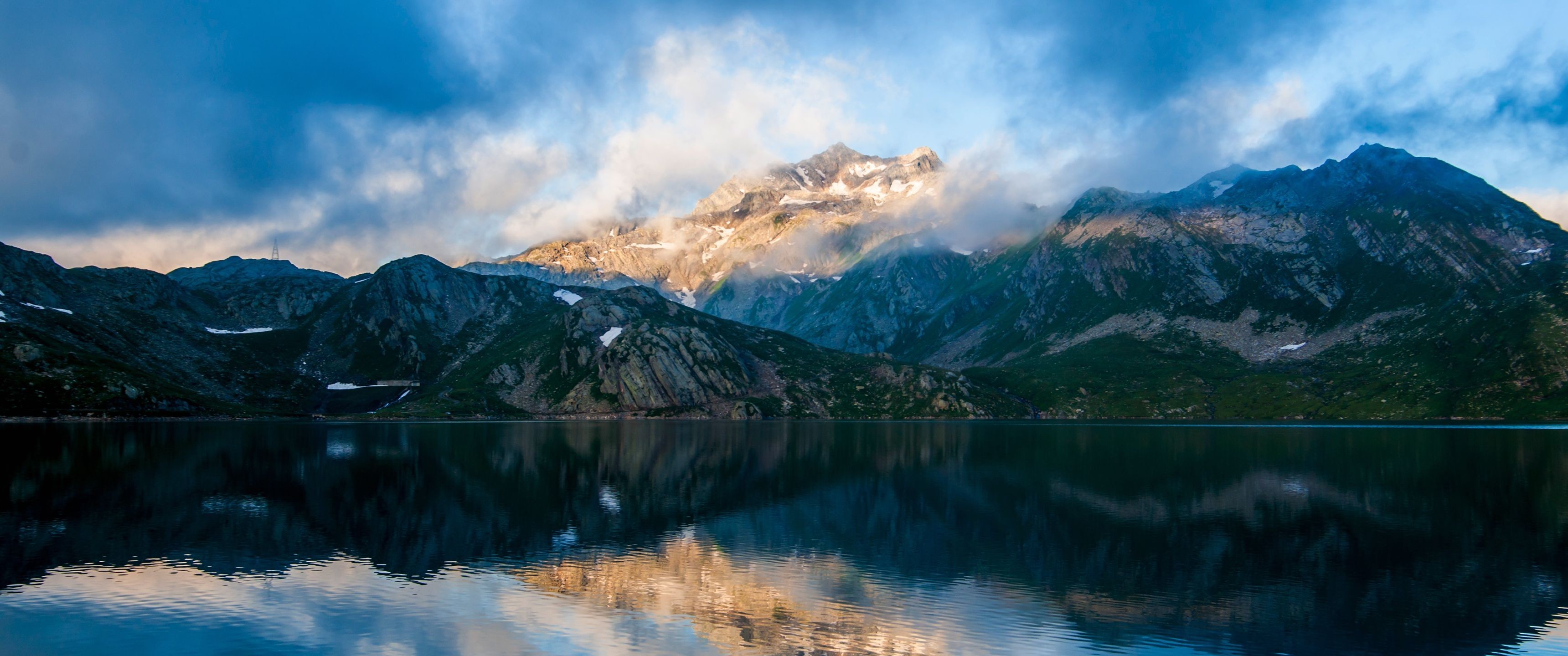 fondo de pantalla ultra ancho 2560x1080,montaña,cielo,naturaleza,paisaje natural,reflexión