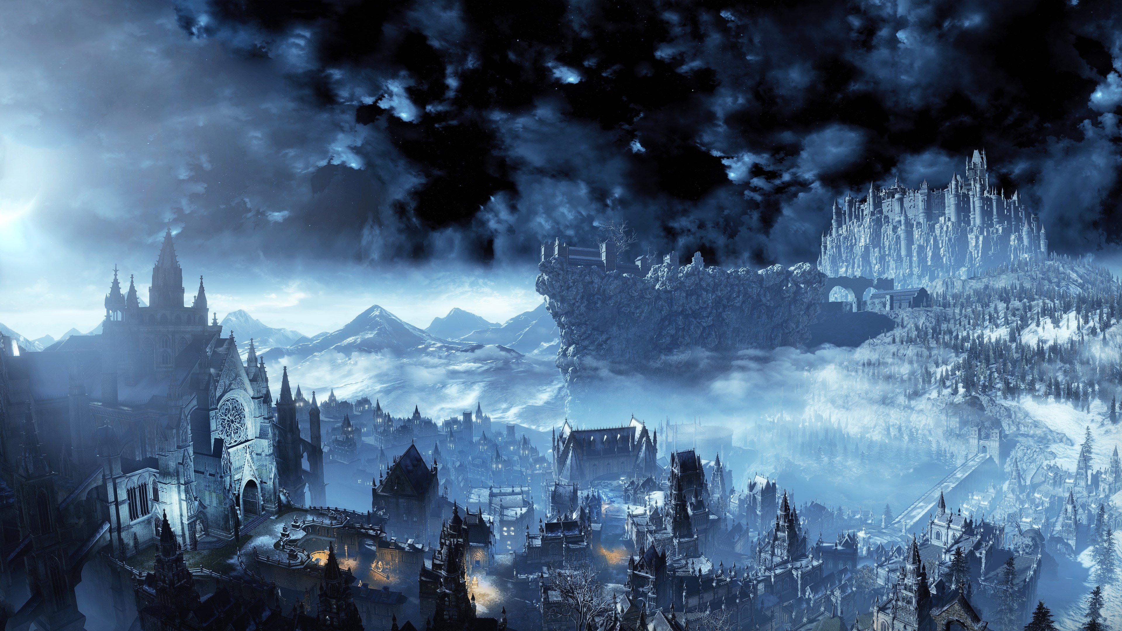 dark souls 3 wallpaper 4k,sky,atmosphere,world,city,metropolis