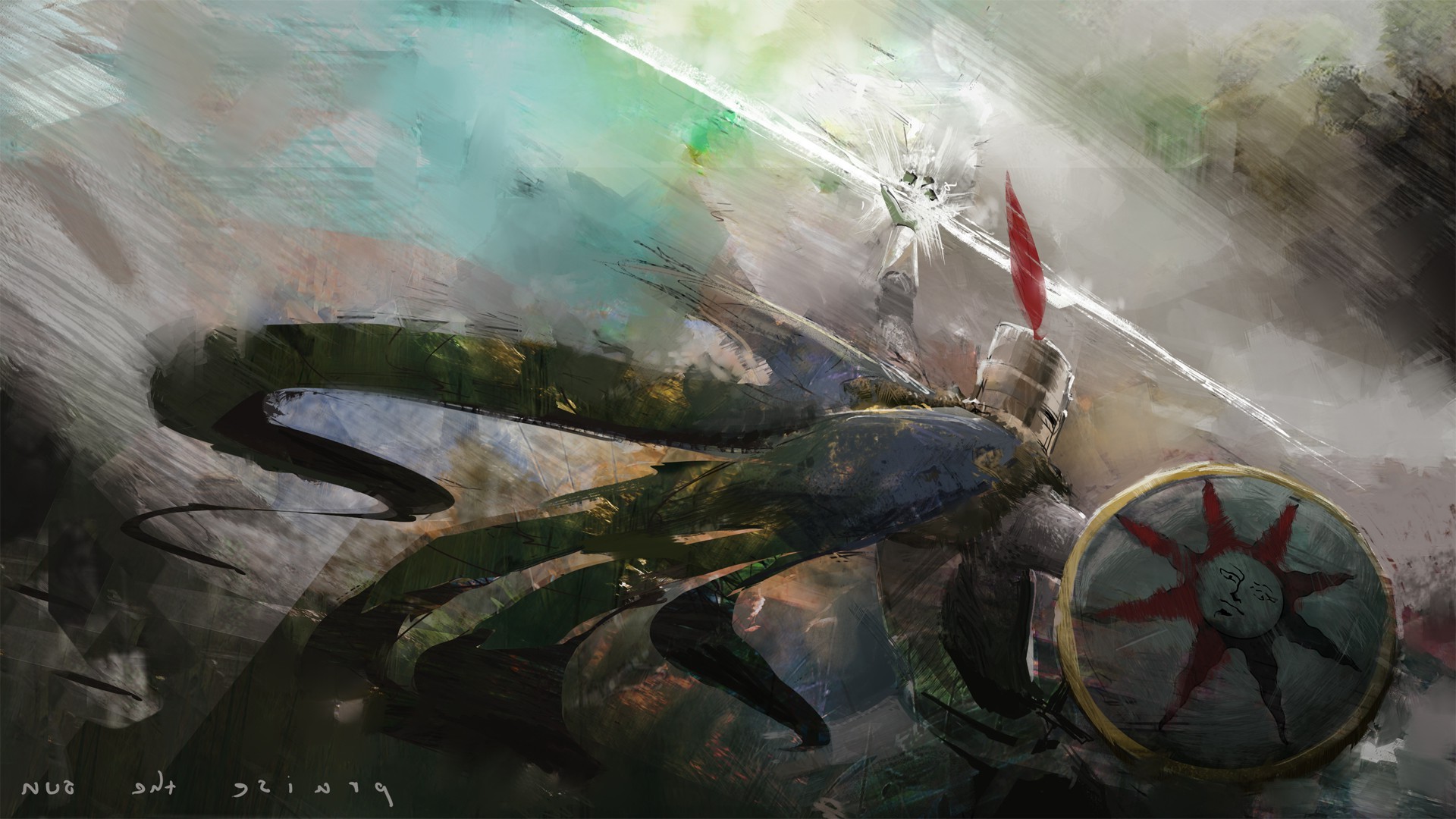 solaire wallpaper,art,painting,fictional character,illustration,watercolor paint