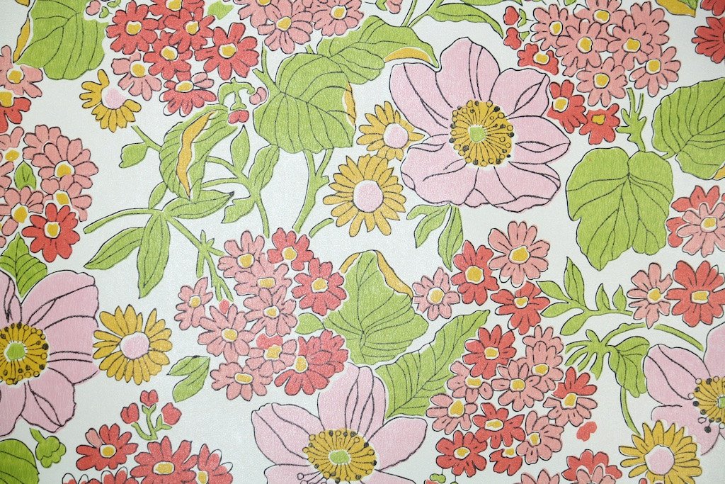 1970年代の壁紙,ピンク,パターン,花柄,葉,壁紙