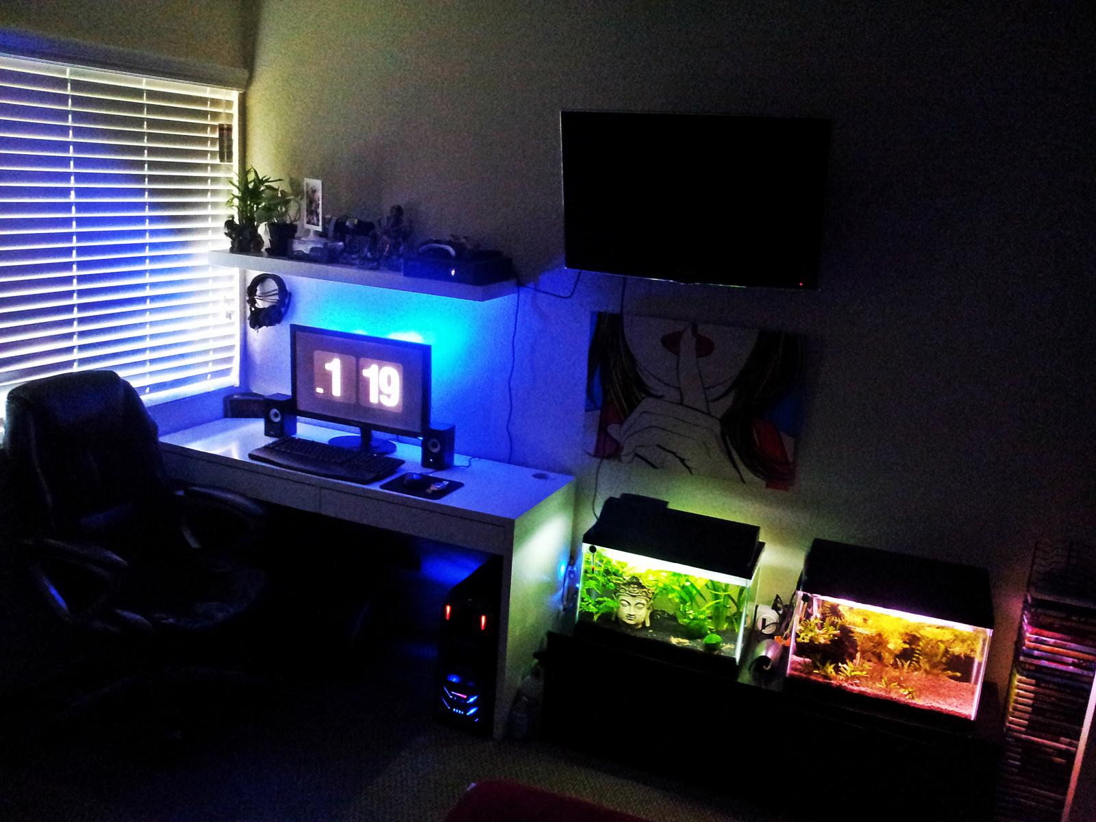gaming setup wallpaper,room,property,lighting,furniture,house