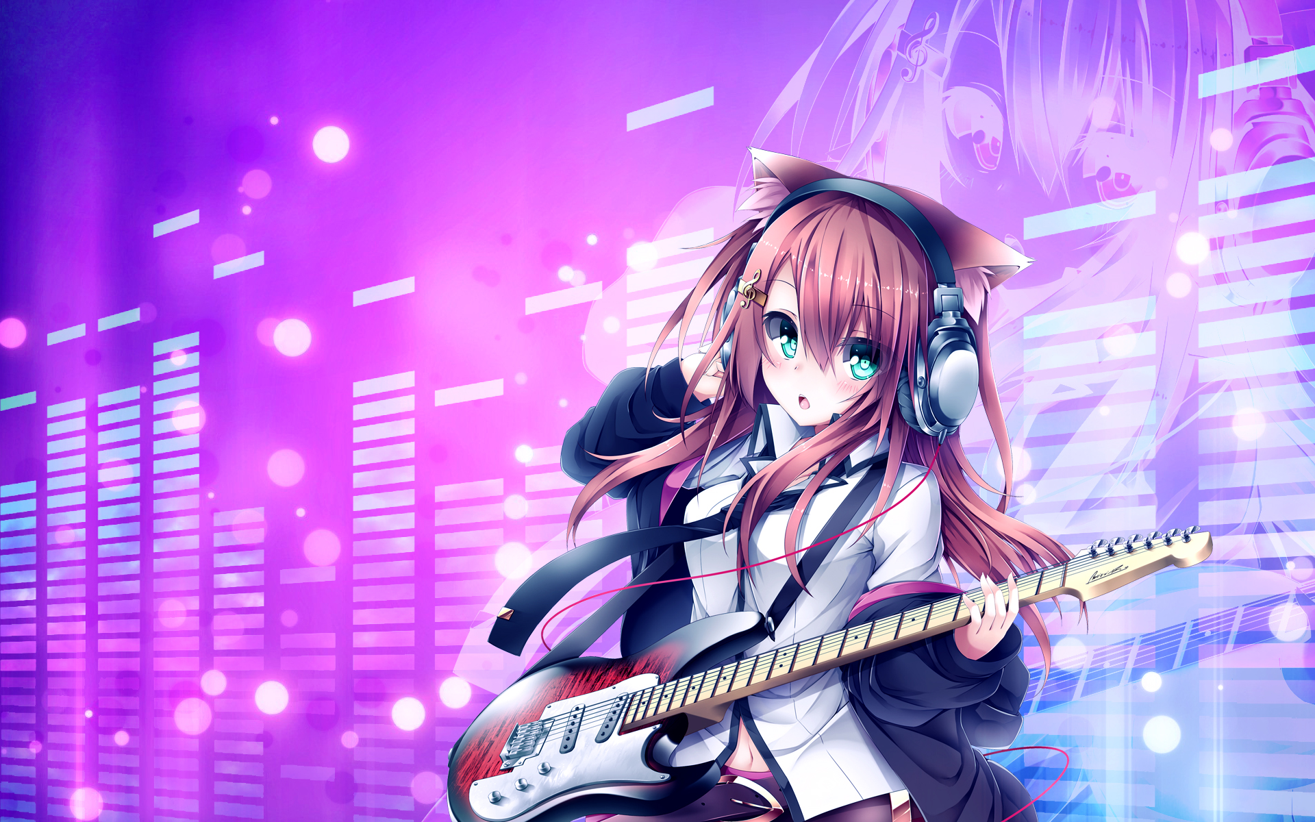 gamer girl wallpaper,guitar,guitarist,musician,performance,bass guitar