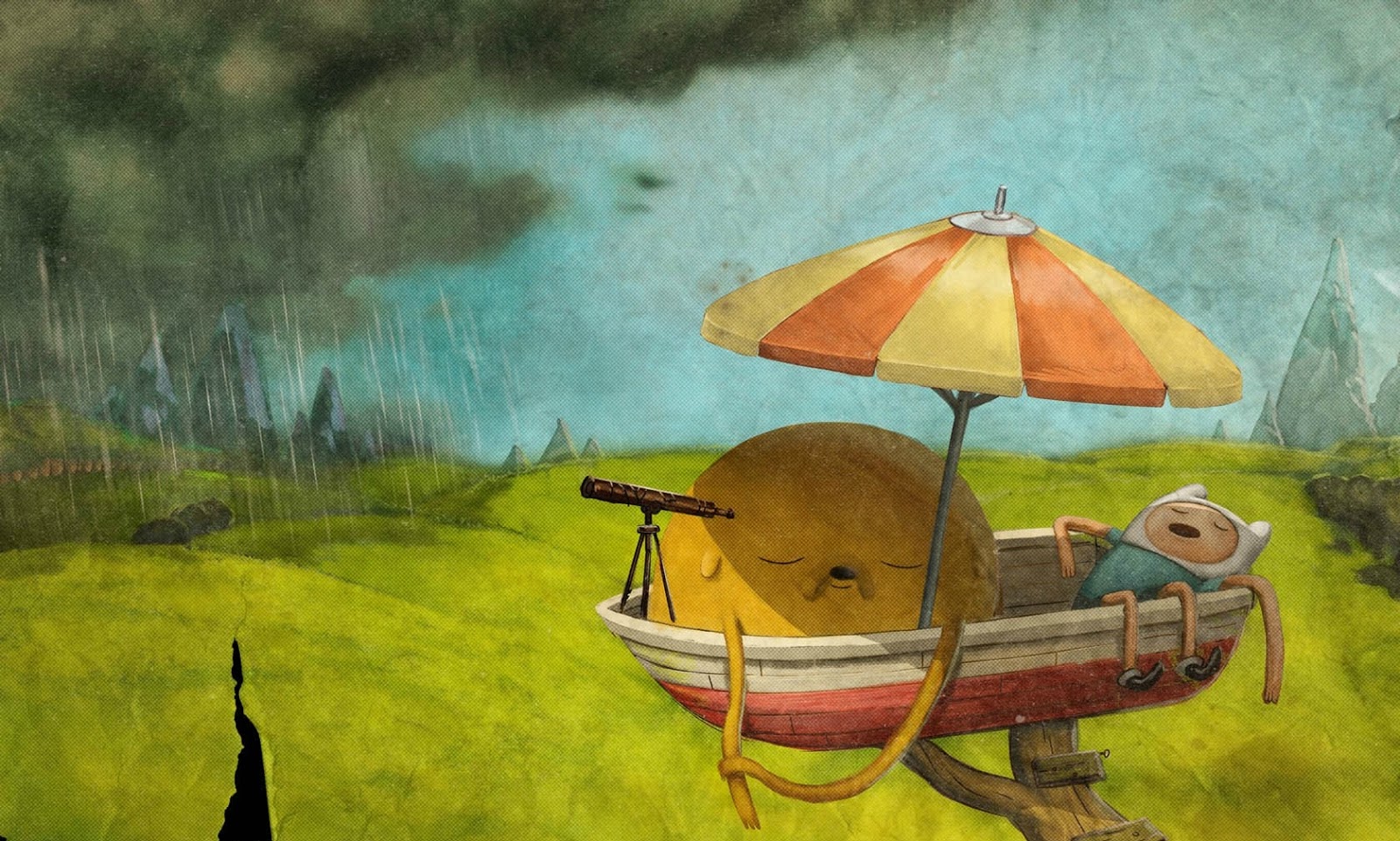 호라 드 아벤 투라,페인트 등,우산,수채화 물감,노랑,삽화