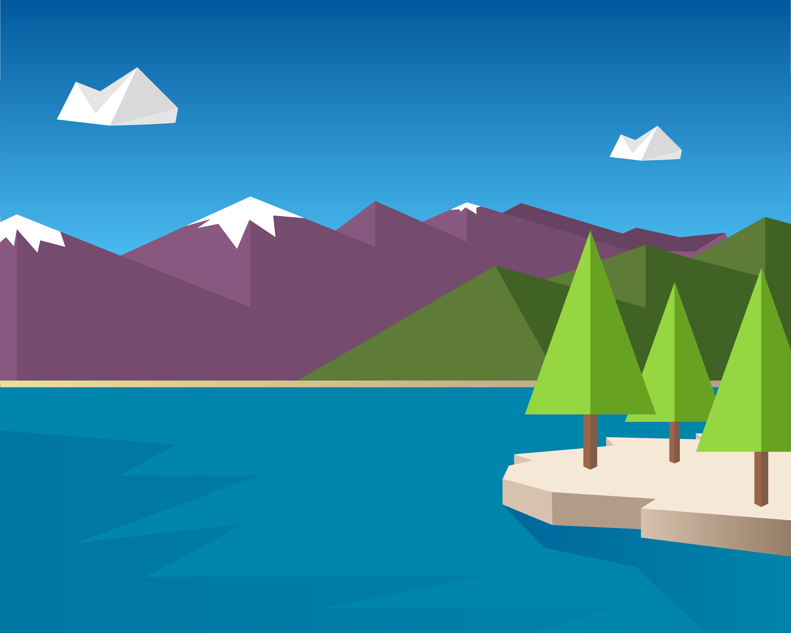 material design wallpapers desktop,natural landscape,illustration,water,mountain,sky