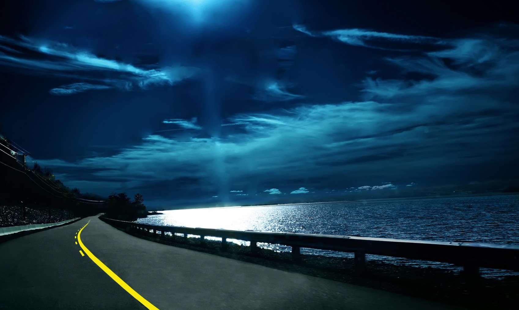 clean desktop wallpaper,sky,blue,road,light,cloud