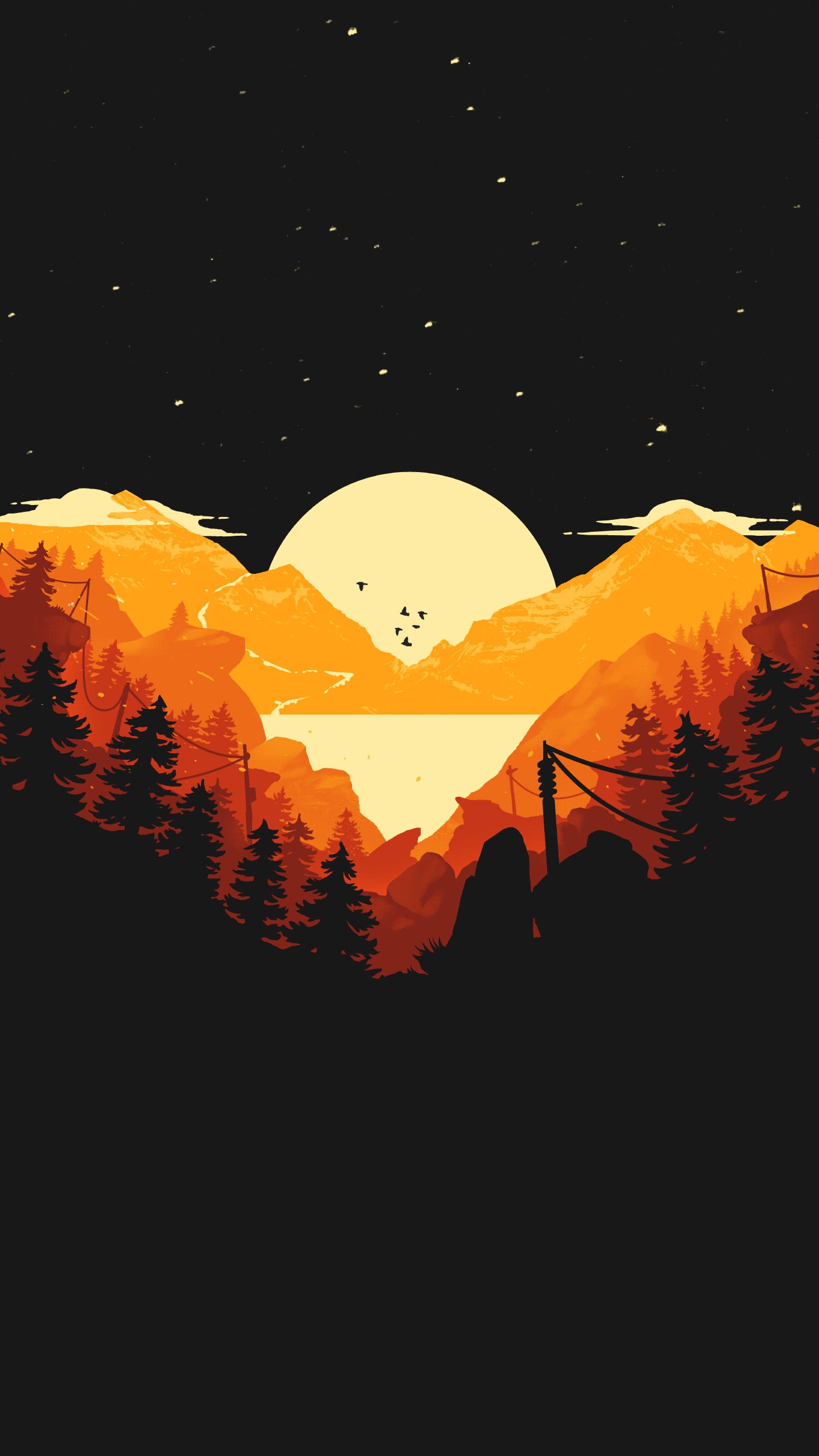 minimal phone wallpapers,sky,orange,illustration,yellow,tree