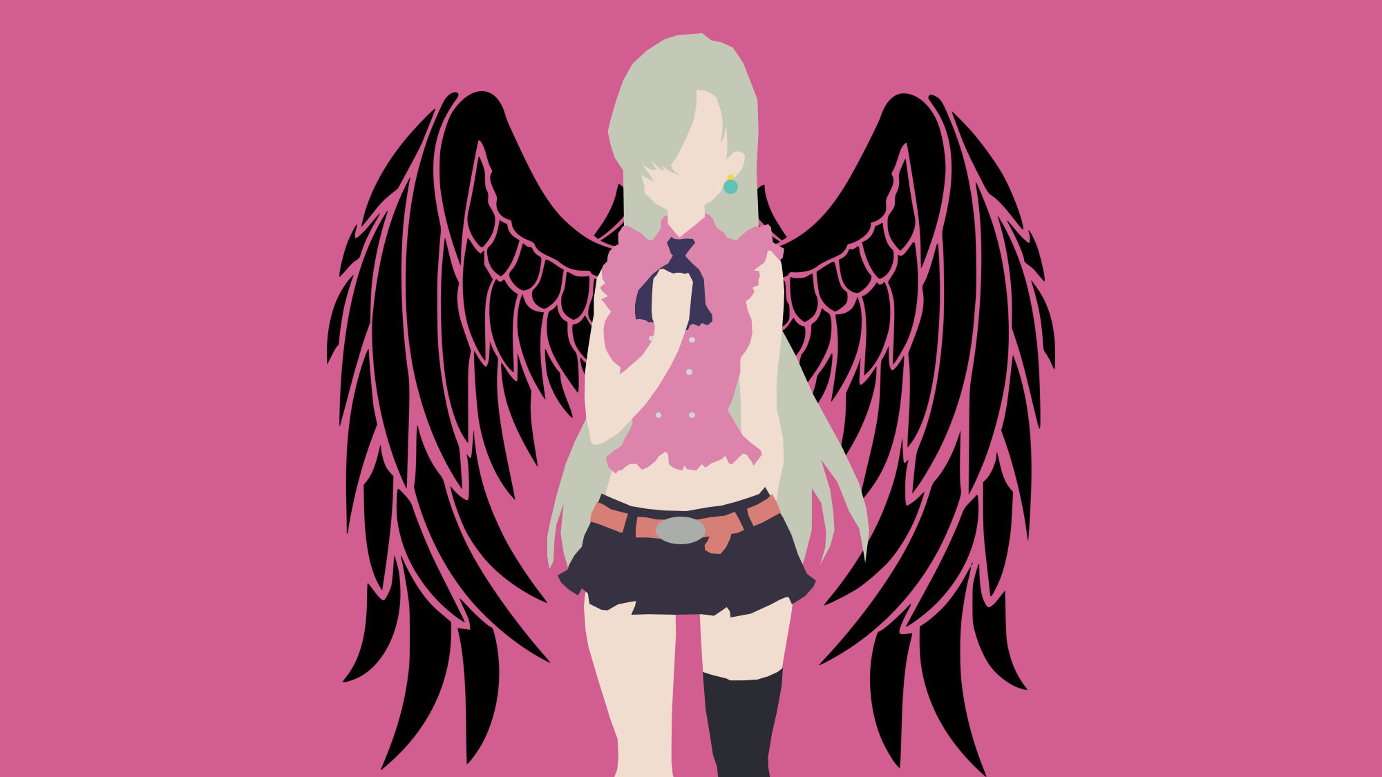 seven wallpaper,pink,wing,cartoon,fictional character,illustration