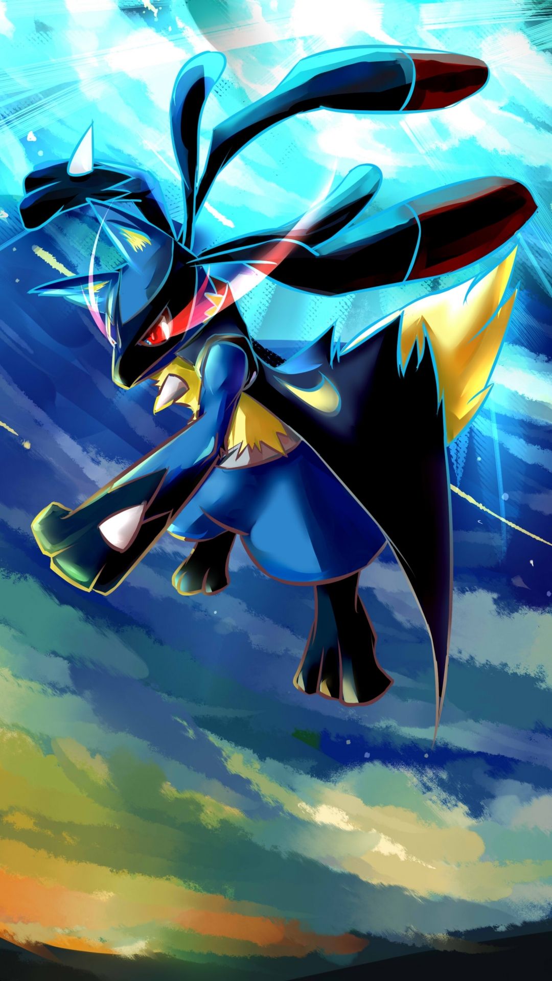 pokemon lucario wallpaper,cartoon,fictional character,cg artwork,anime,animated cartoon