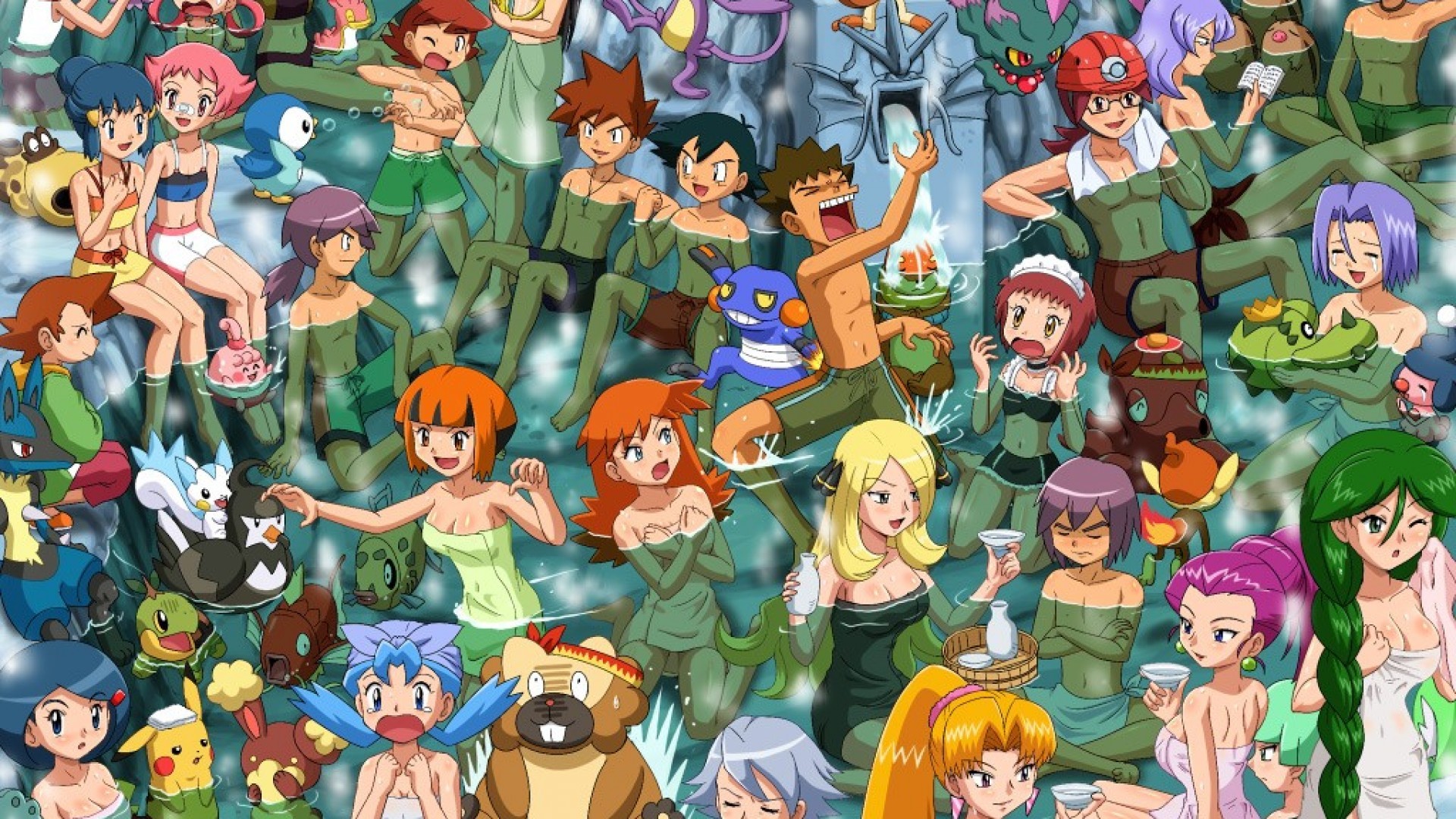 pokemon christmas wallpaper,animated cartoon,cartoon,people,community,anime