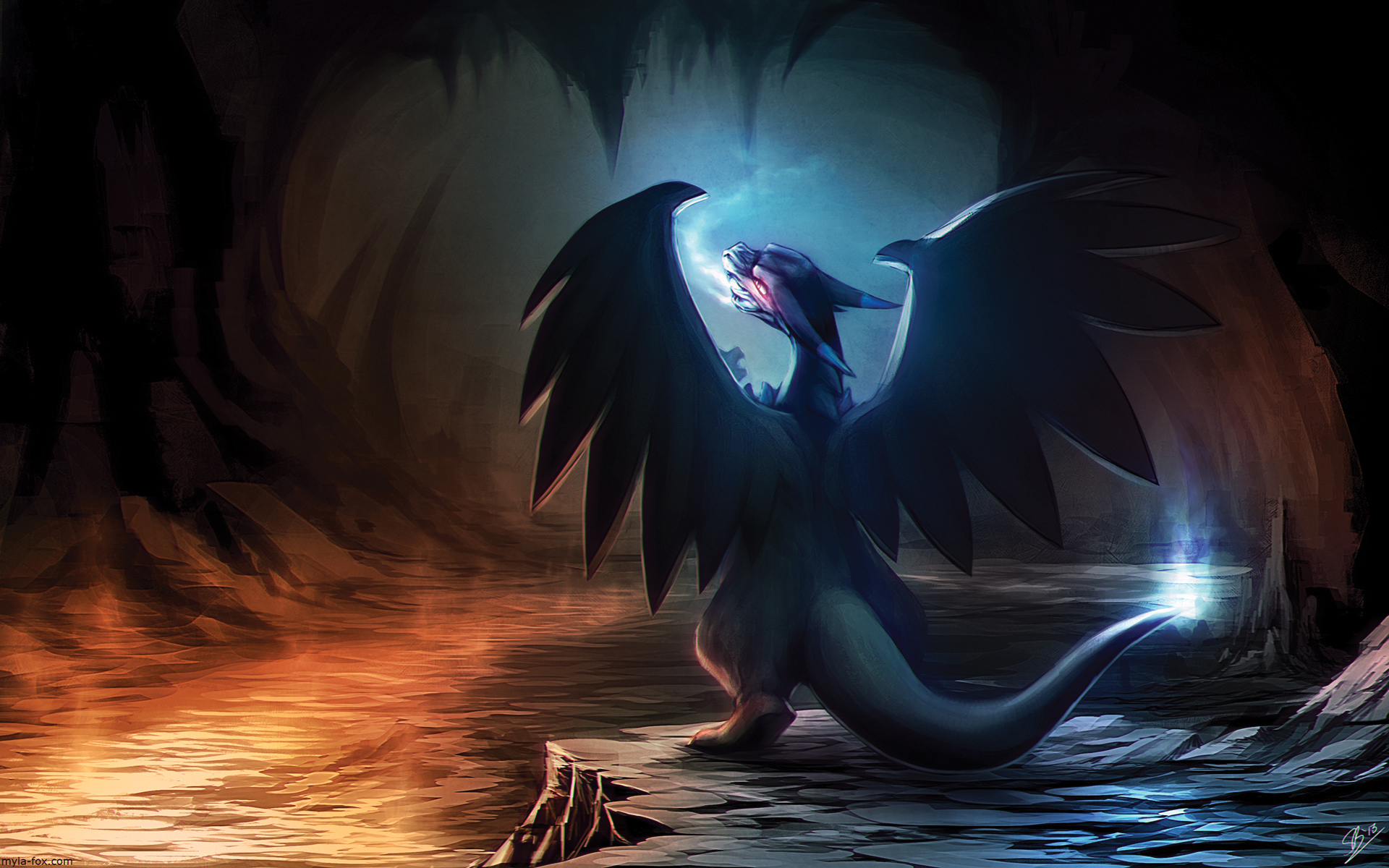 pokemon wallpaper hd download,dragon,cg artwork,fictional character,darkness,wing