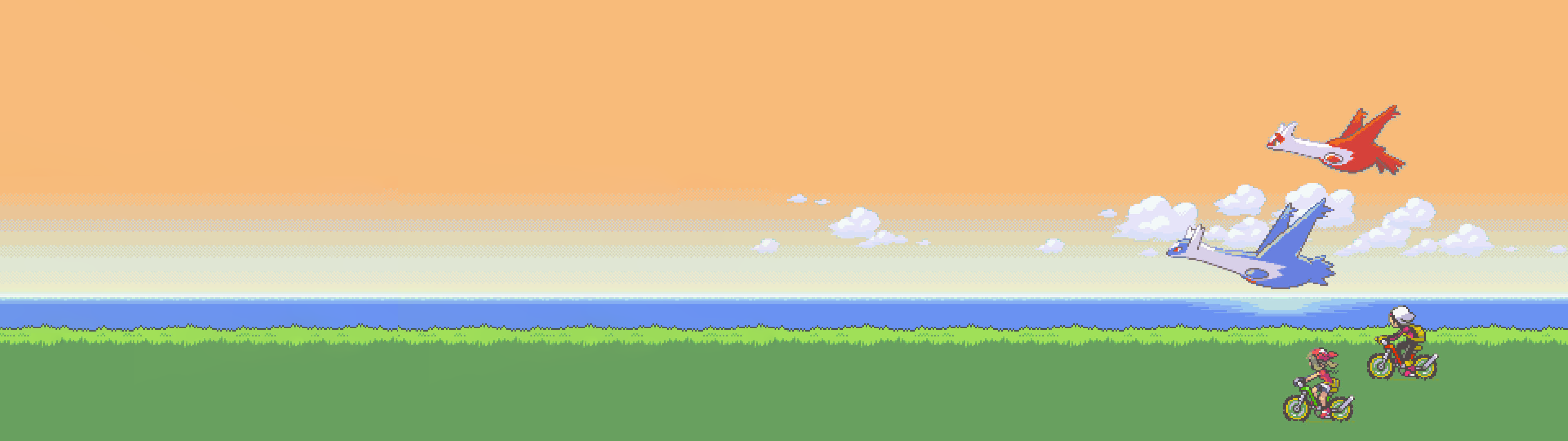 pokemon emerald wallpaper,sky,green,blue,daytime,yellow