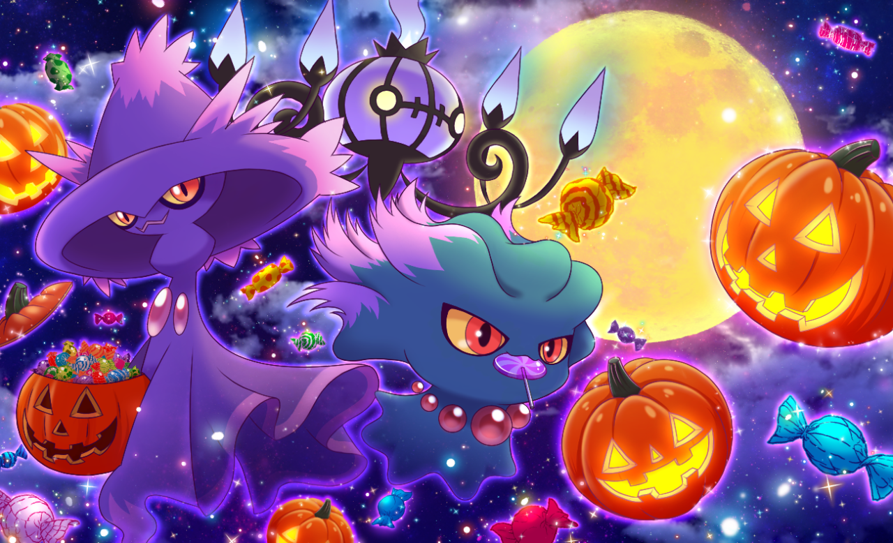 pokemon halloween wallpaper,grafikdesign,erfundener charakter,animierter cartoon,platz,grafik