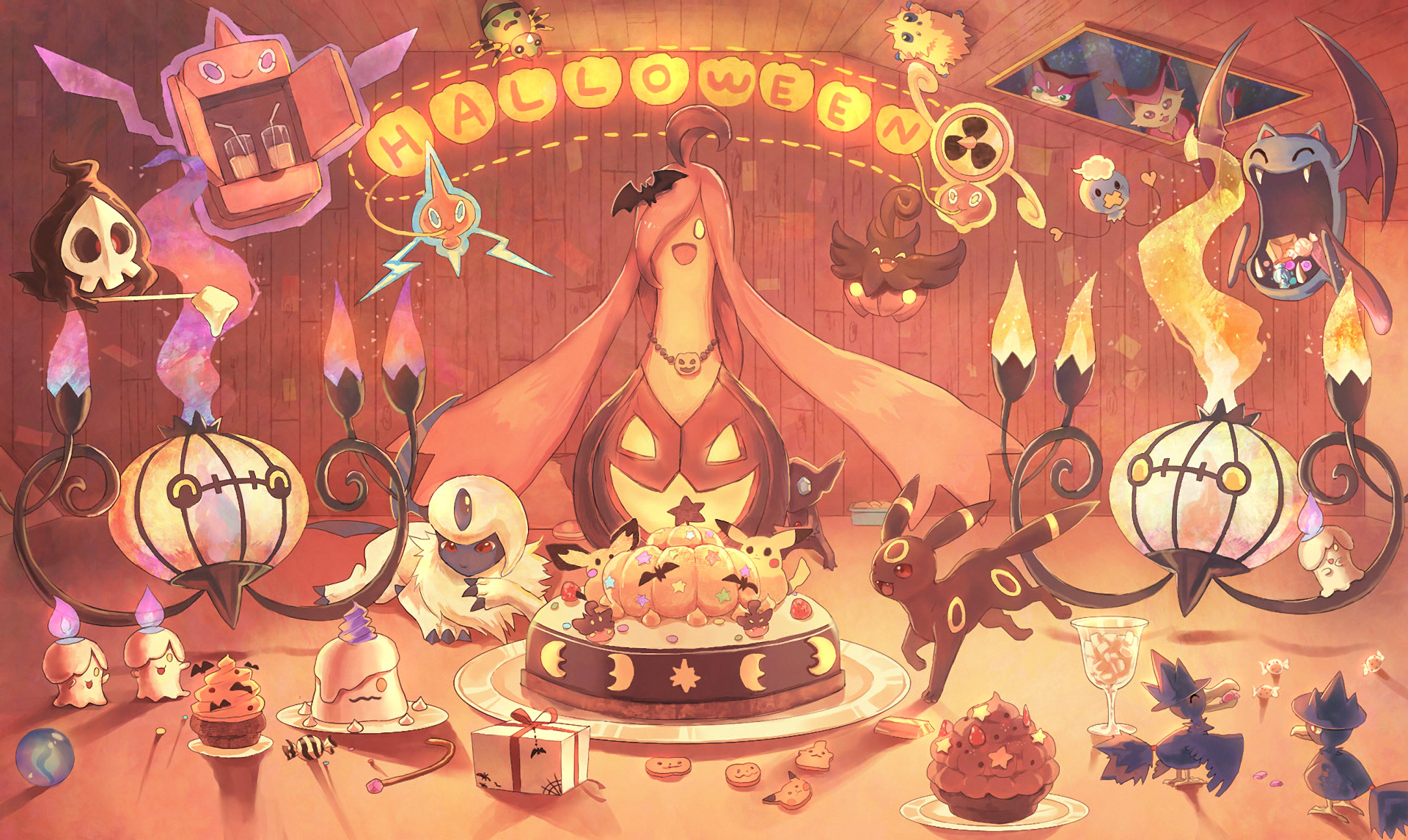 pokemon halloween wallpaper,cartoon,illustration,art,performance