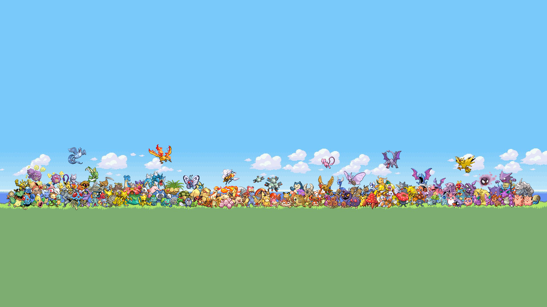 pokemon game wallpaper,daytime,sky,meadow,spring,grass