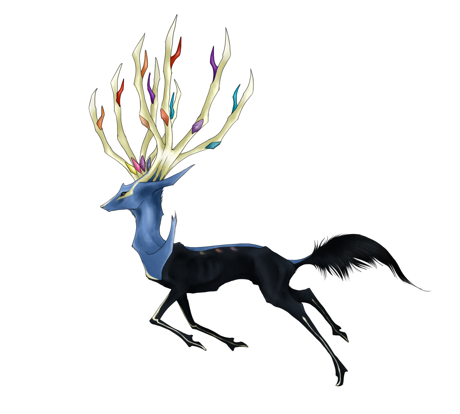 fond d'écran xerneas,renne,cerf,ramure,ténèbres,faune