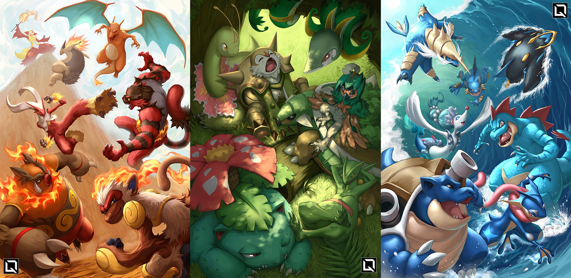 pokemon starters wallpaper,dibujos animados,ilustración,personaje de ficción,cg artwork,arte