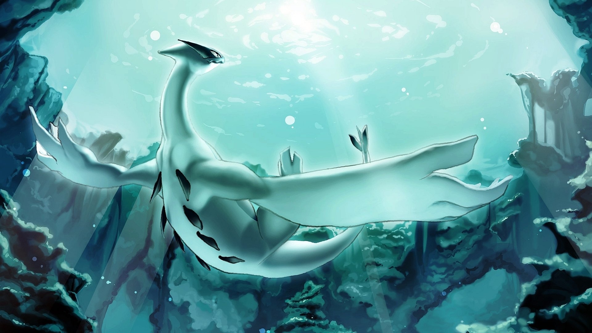 carta da parati pokemon 1920x1080,acqua,subacqueo,illustrazione,cg artwork,manta