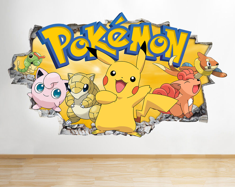 pokemon bedroom wallpaper,cartoon,yellow,illustration,font,fictional character