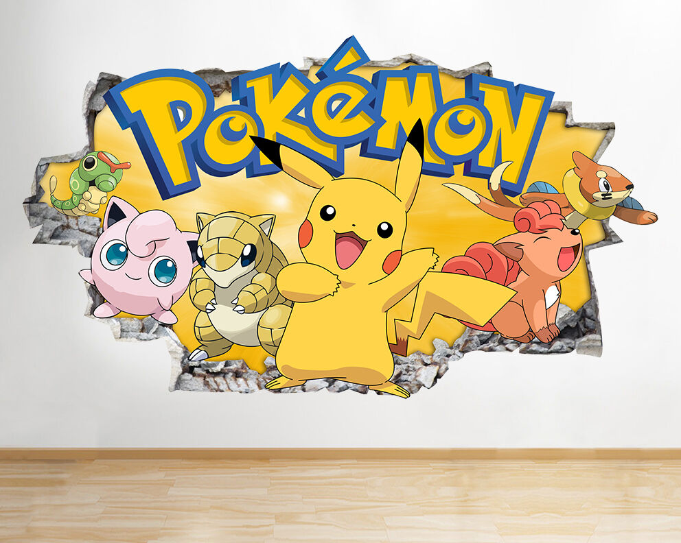 pokemon schlafzimmer tapete,karikatur,gelb,illustration,schriftart,erfundener charakter