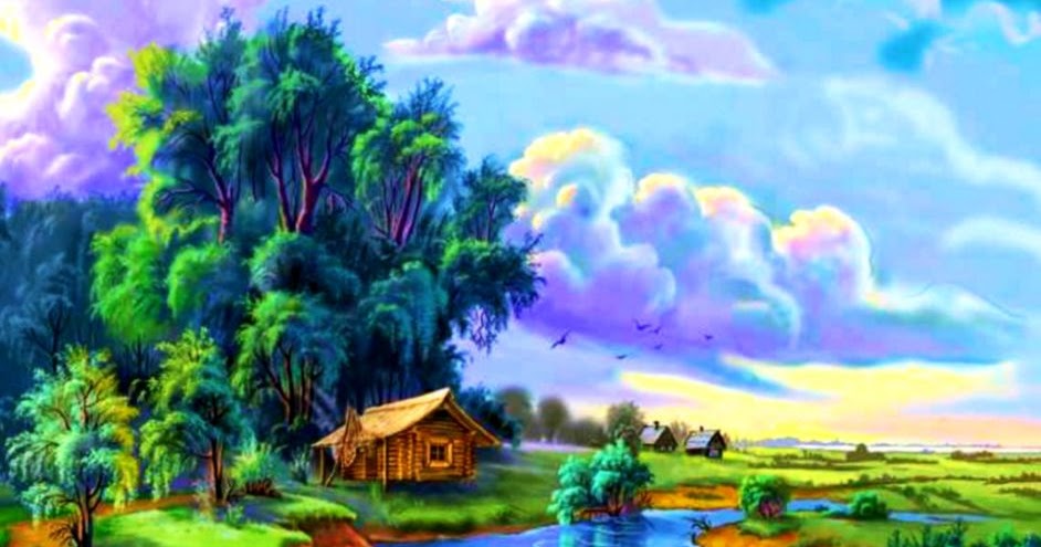 nacher wallpaper,natural landscape,nature,painting,watercolor paint,theatrical scenery