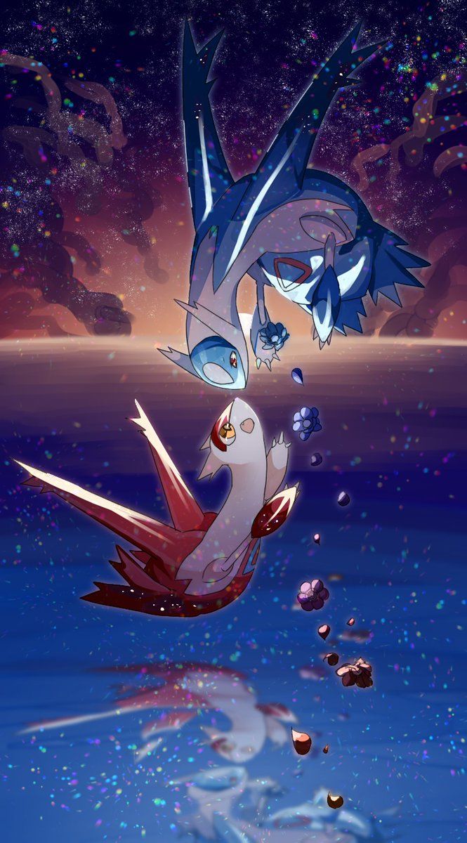 latios and latias wallpaper,space,fictional character,cg artwork,illustration,anime