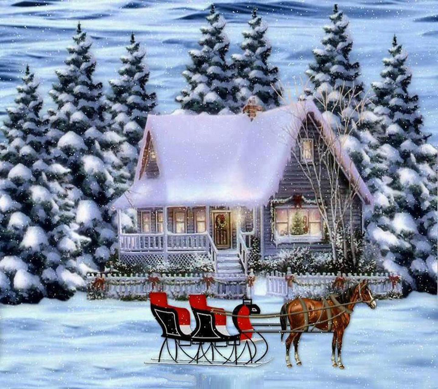 nice wallpapers download for mobile,winter,christmas eve,snow,carriage,christmas