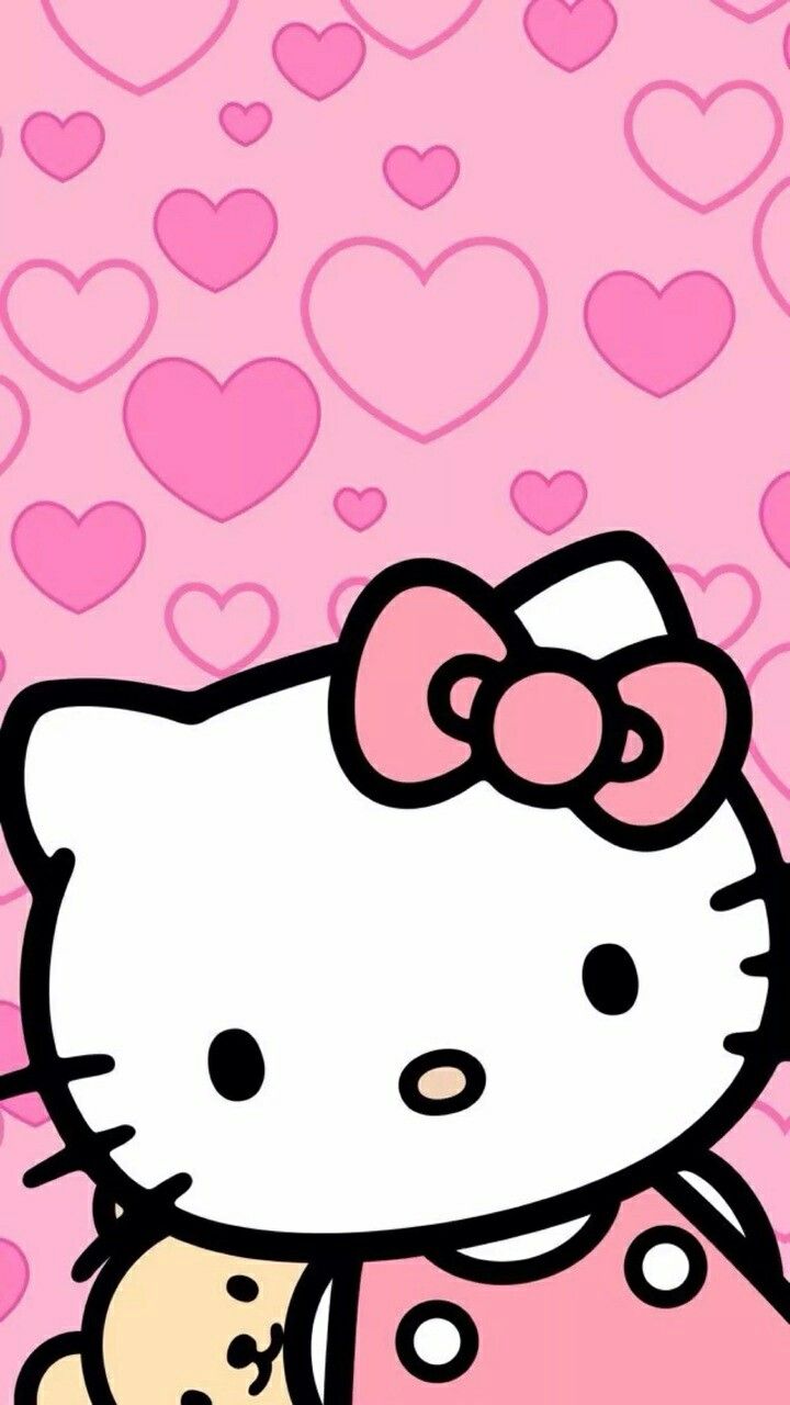 bonjour kitty fond d'écran de téléphone portable,rose,cœur,clipart,dessin animé,amour