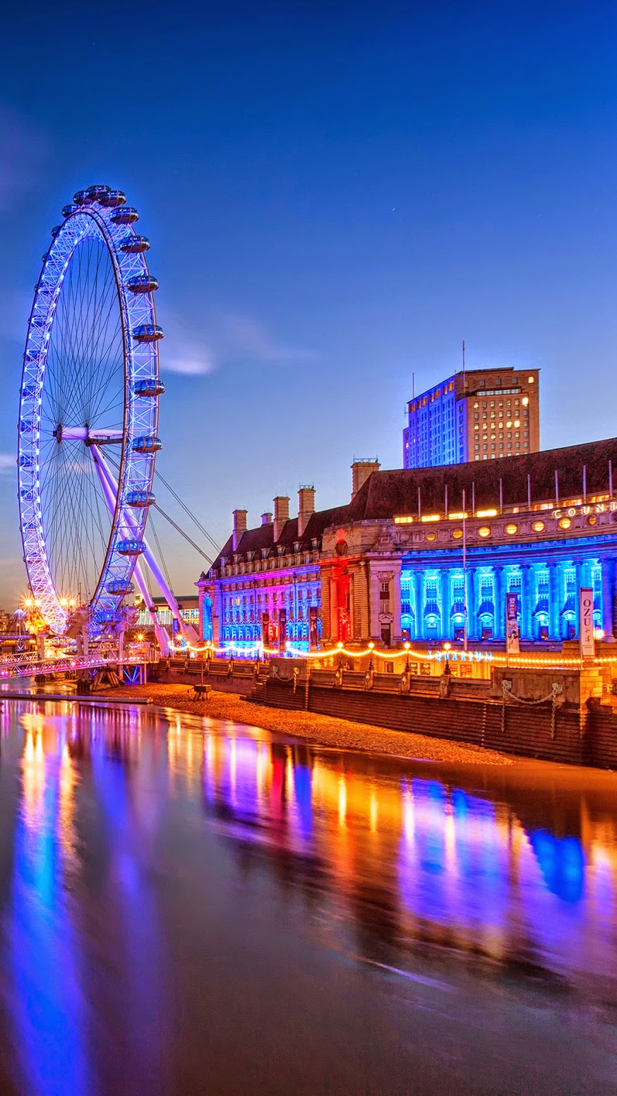 hq wallpaper for mobile,ferris wheel,landmark,tourist attraction,metropolitan area,reflection