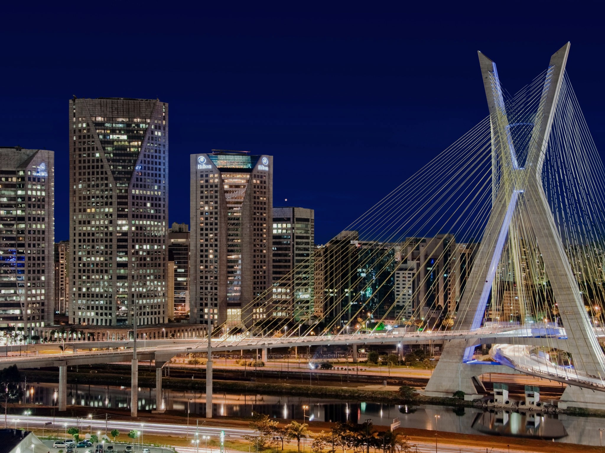 sao paulo wallpaper,city,metropolitan area,cityscape,cable stayed bridge,bridge