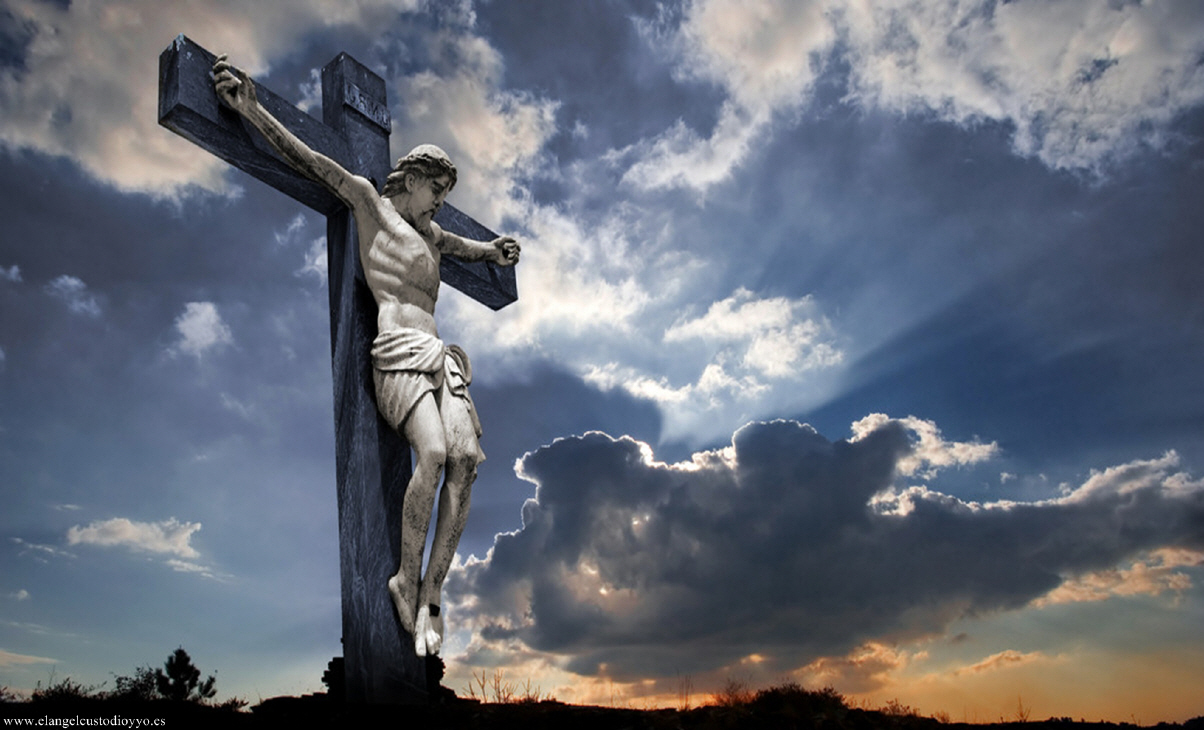 tapete cristo,himmel,statue,kreuz,religiöser gegenstand,wolke