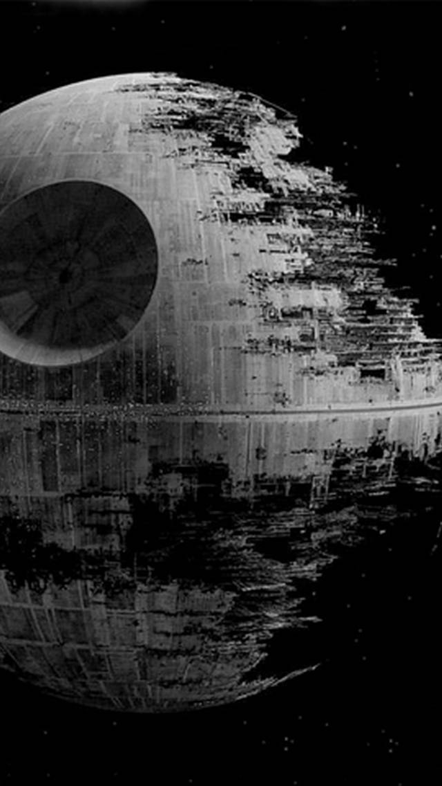 star wars cell phone wallpaper,black and white,monochrome photography,moon,monochrome,sky