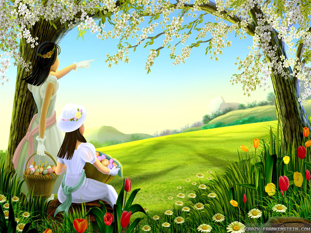 foto gratis per il desktop,paesaggio naturale,cartone animato,primavera,arte,albero